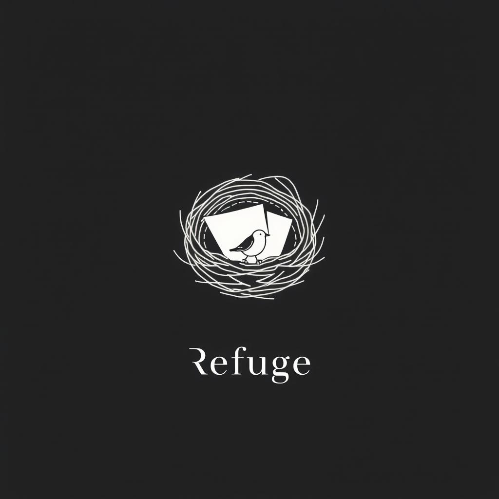 A minimalist book cover design for a book titled 'Refuge'