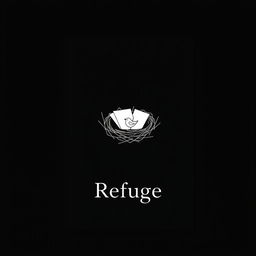 A minimalist book cover design for a book titled 'Refuge'