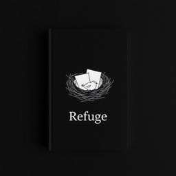 A minimalist book cover design for a book titled 'Refuge'