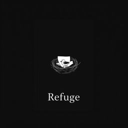 A minimalist book cover design for a book titled 'Refuge'