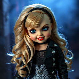 A creative reinterpretation of the character Tiffany from the Chucky franchise, depicted as a doll