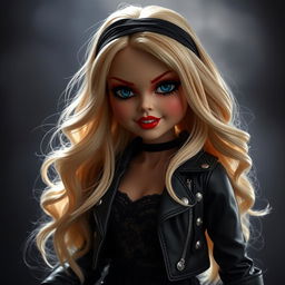 A creative reinterpretation of the character Tiffany from the Chucky franchise, depicted as a doll