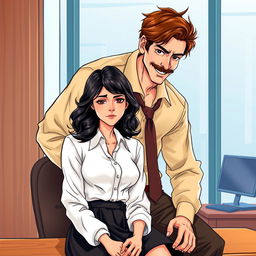 A romance book cover featuring a corporate office background