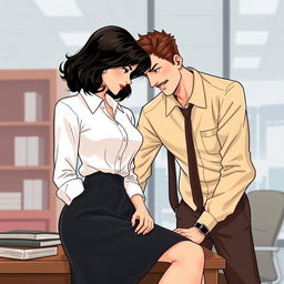 A romance book cover featuring a corporate office background