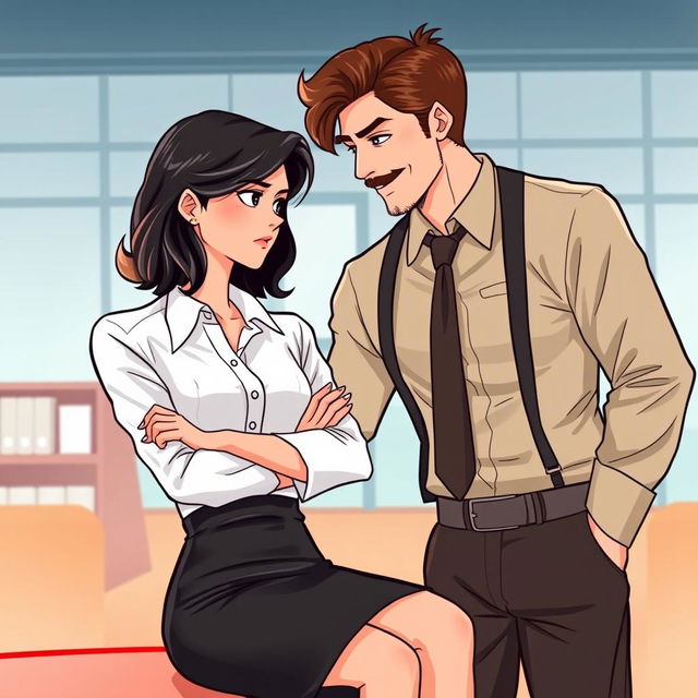 A romance book cover featuring a corporate office background