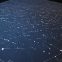 A detailed and precise display of star constellations on an A4 size map. The stars should be bright against a dark midnight sky.