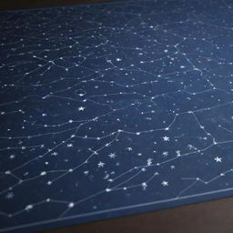 A detailed and precise display of star constellations on an A4 size map. The stars should be bright against a dark midnight sky.