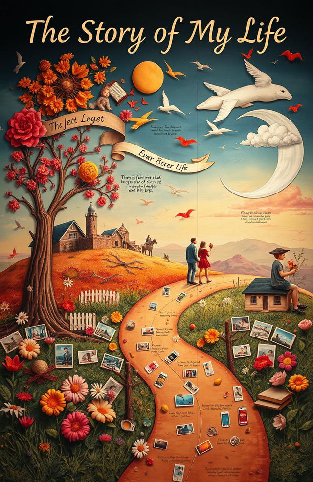 A visually captivating representation of the concept of 'the story of my life', showcasing a diverse narrative journey