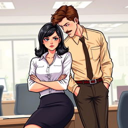 A romance book cover featuring a corporate office background