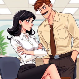 A romance book cover featuring a corporate office background