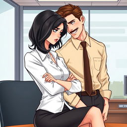 A romance book cover featuring a corporate office background