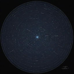 A highly detailed and accurate depiction of real star constellations, as seen from Earth, with each constellation accurately labelled and distinct from each other.