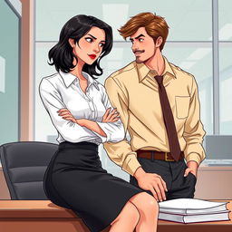 A captivating romance book cover featuring a corporate office backdrop