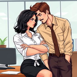 A captivating romance book cover featuring a corporate office backdrop