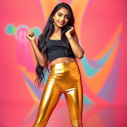 A stylish and artistic portrayal of a confident 16-year-old Indian teen girl, showcasing her vibrant personality