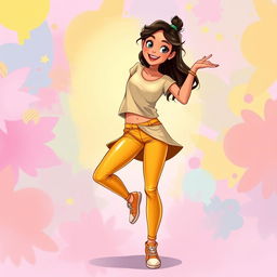 A vibrant and playful illustration of an Indian teen girl, demonstrating her youthful spirit