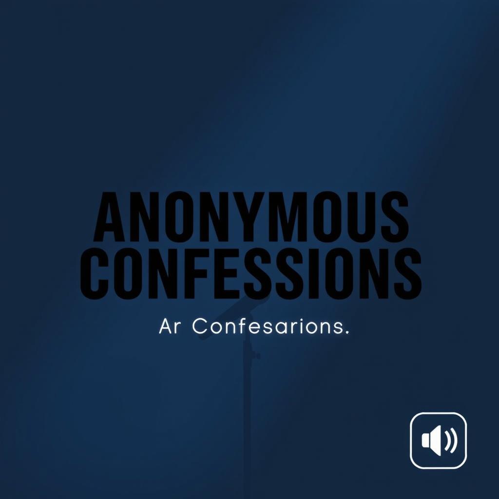 A minimalist YouTube thumbnail for a podcast titled 'Anonymous Confessions', featuring a dark gradient background with a subtle spotlight effect