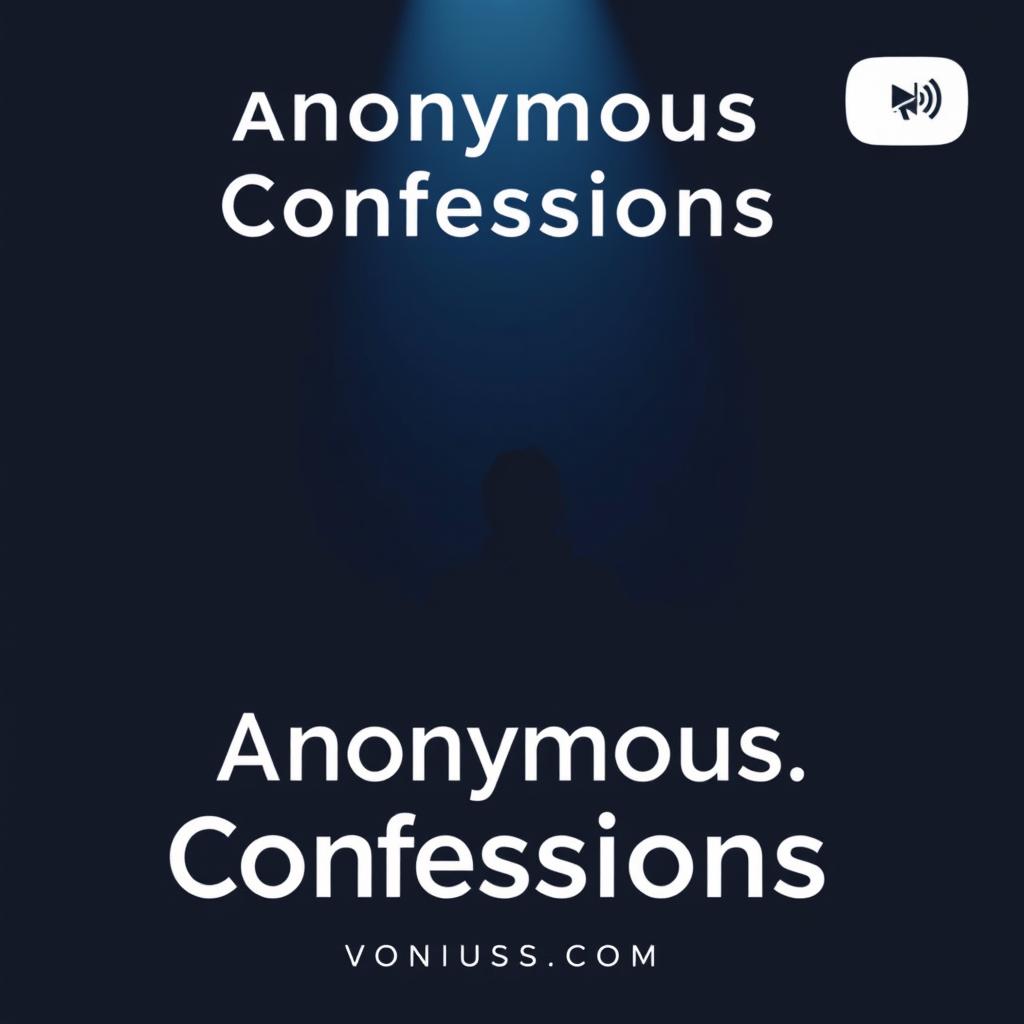 A minimalist YouTube thumbnail for a podcast titled 'Anonymous Confessions', featuring a dark gradient background with a subtle spotlight effect