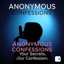 A minimalist YouTube thumbnail for a podcast titled 'Anonymous Confessions', featuring a dark gradient background with a subtle spotlight effect