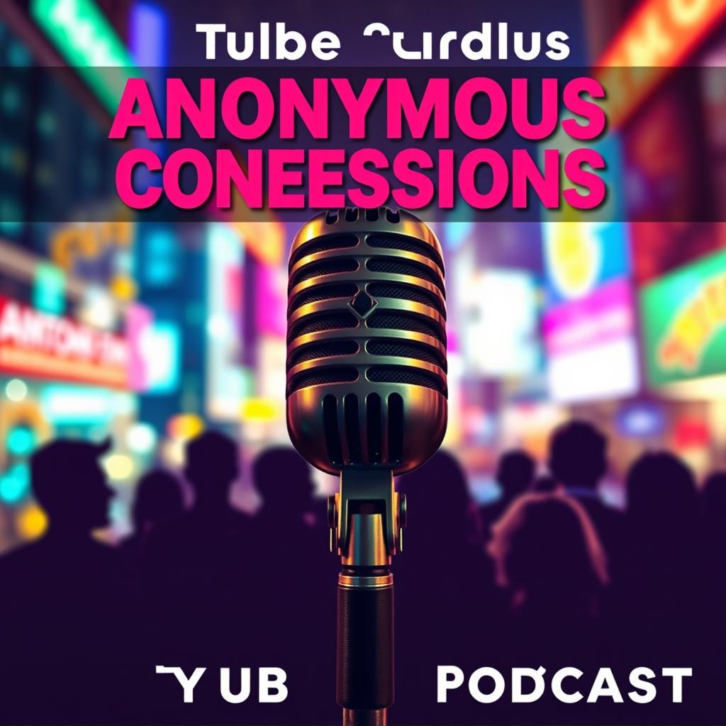 A visually striking thumbnail for a YouTube podcast featuring a vibrant, dynamic design that captures the essence of anonymous confessions