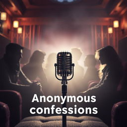 An eye-catching YouTube podcast thumbnail depicting the theme of anonymous confessions