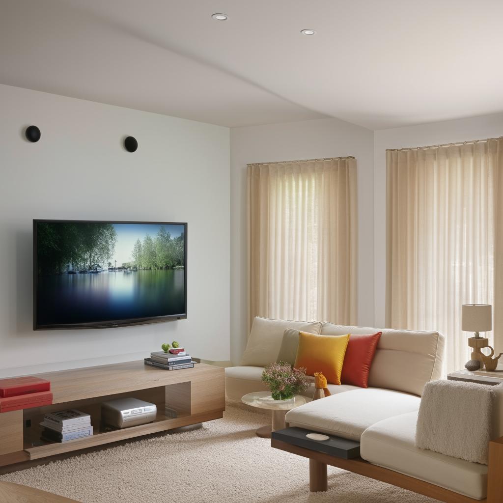 A 12x20 feet living room layout containing a modern TV unit on the shorter side wall, and inviting couches placed along the longer side. The design offers a neat arrangement, embodying comfort and contemporary style.