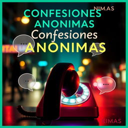 A striking YouTube thumbnail for a podcast titled 'Confesiones Anónimas' featuring anonymous callers sharing their personal stories