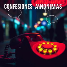 A striking YouTube thumbnail for a podcast titled 'Confesiones Anónimas' featuring anonymous callers sharing their personal stories