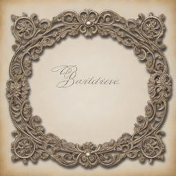 Elegant script lettering of the name, bordered by ornate filigree