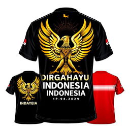 A world-class T-shirt design celebrating Indonesia's Independence Day, aimed at a global audience