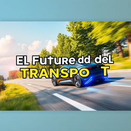 A captivating YouTube thumbnail for the video titled '🚗💨 El Futuro del Transporte: Energías Limpias e IA al Volante 🌿🤖'