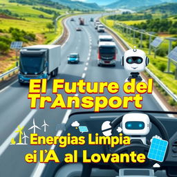 A vibrant and engaging YouTube video thumbnail showcasing the theme of future road transport