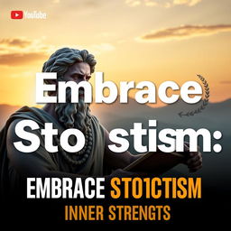 A visually striking YouTube thumbnail focused on Stoic motivation