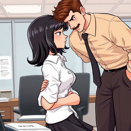 A romance book cover featuring a corporate office background