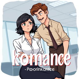 A romance book cover featuring a corporate office background