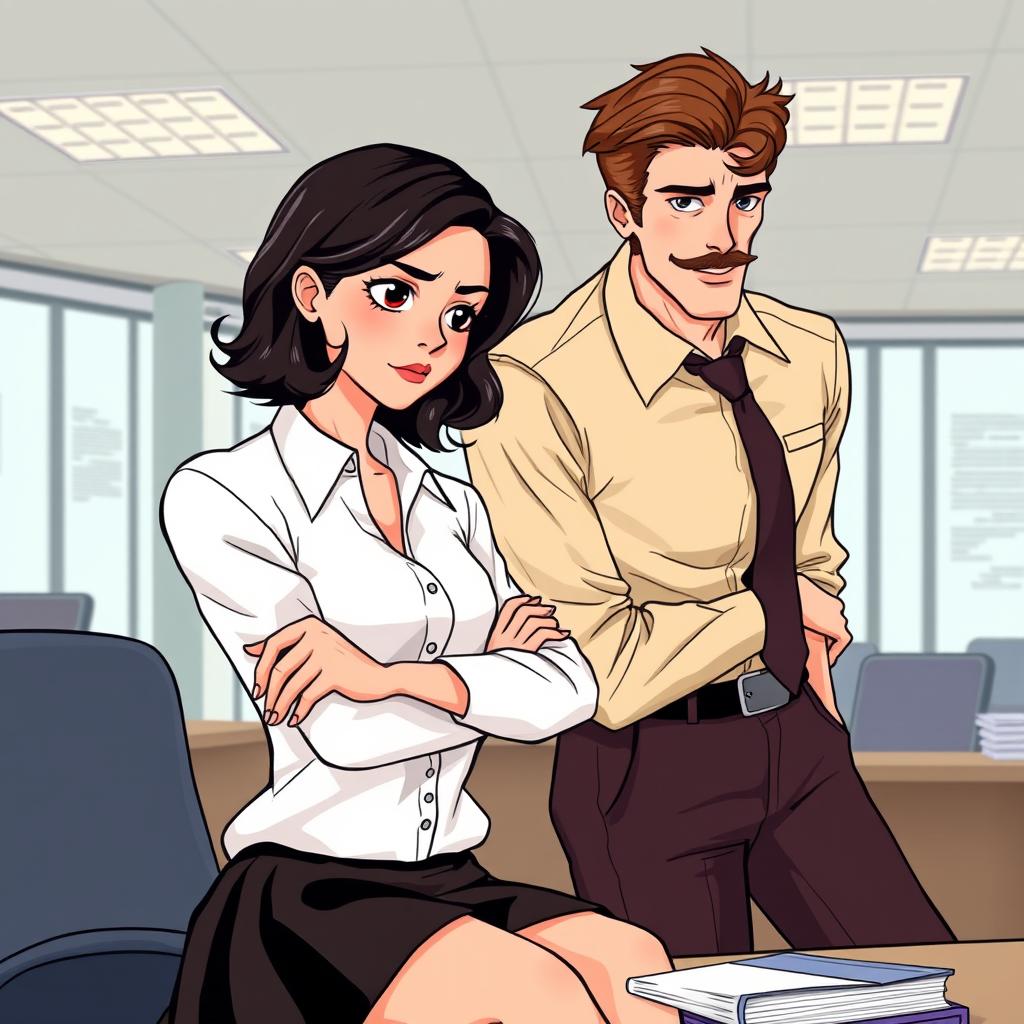 A romance book cover featuring a corporate office background