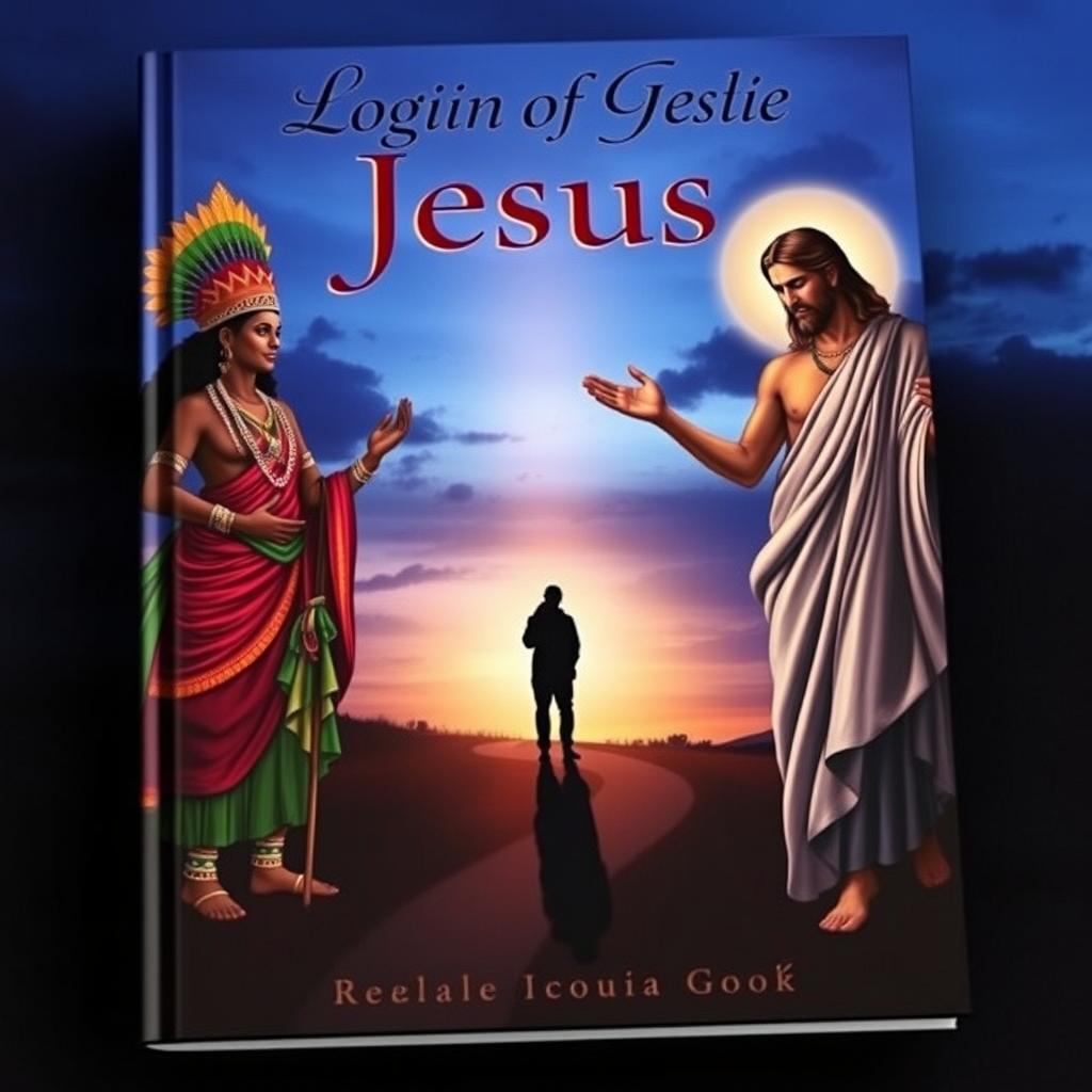 A book cover featuring the orixá Logun Edé on one side, depicted in traditional attire with vibrant colors, embodying strength and grace, symbolizing the balance between nature and spirituality