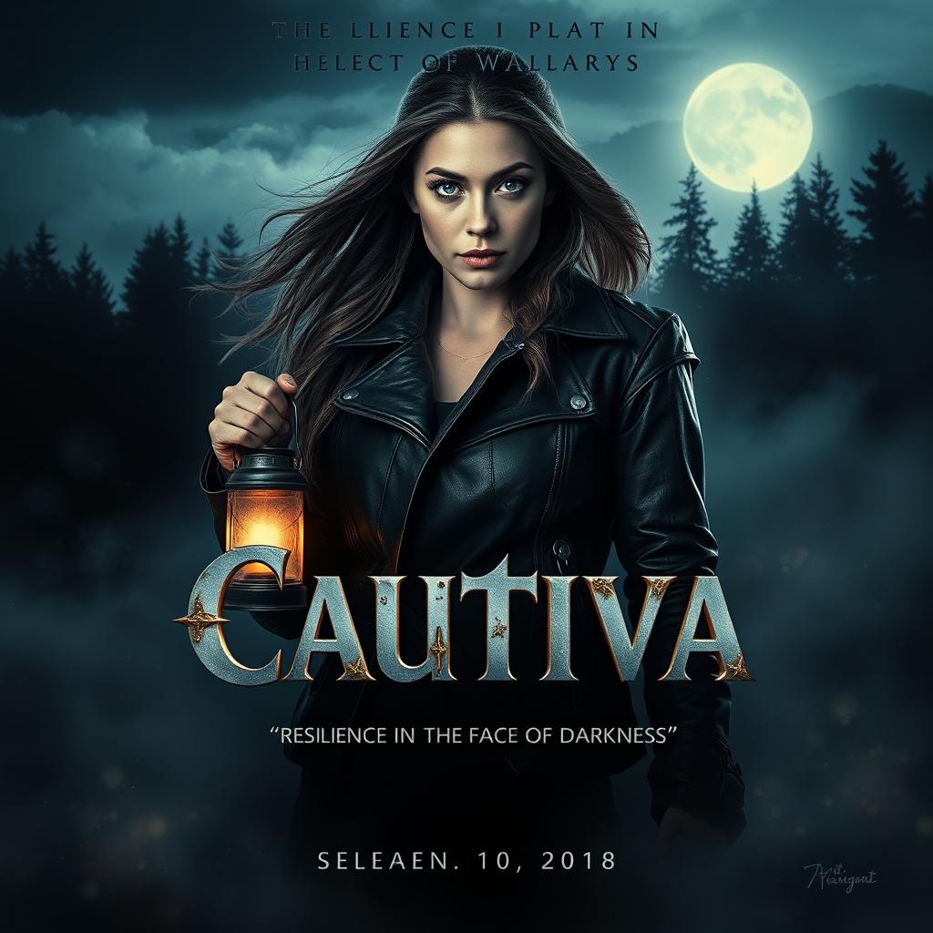 A cinematic movie poster for a film titled "Cautiva" featuring an intense and dramatic scene