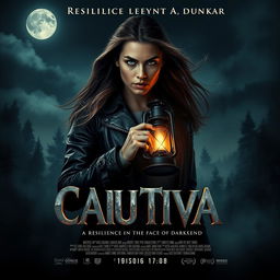 A cinematic movie poster for a film titled "Cautiva" featuring an intense and dramatic scene