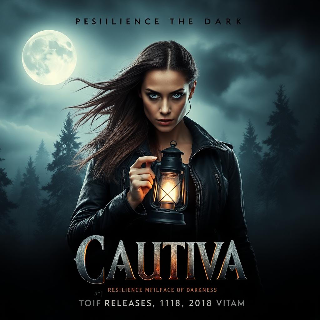 A cinematic movie poster for a film titled "Cautiva" featuring an intense and dramatic scene