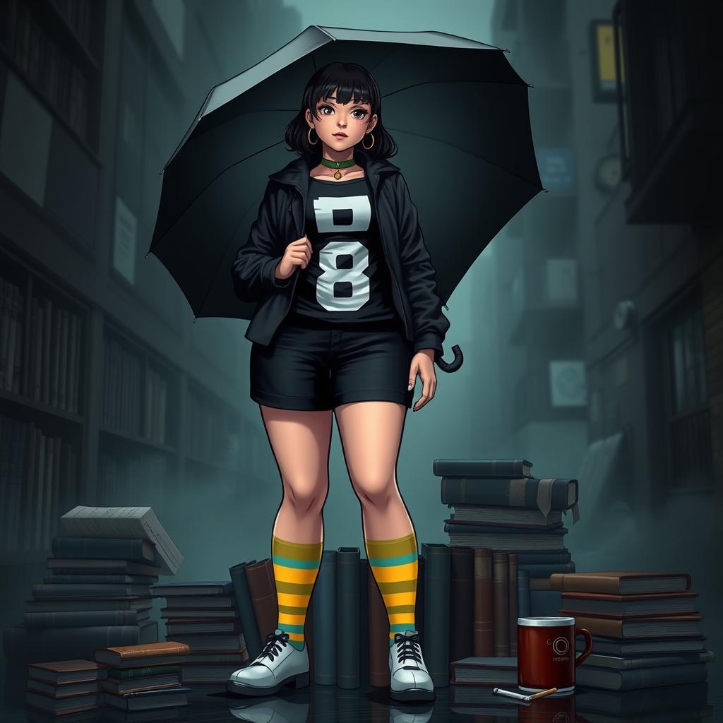 A striking character inspired by the series 'The Umbrella Academy', titled 'Mistifist Heroes'