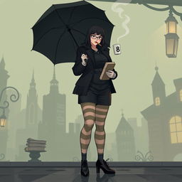 In a scene inspired by 'The Umbrella Academy', we see the main character of 'Mistifist Heroes', a young, plus-size female superhero standing at 1