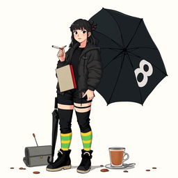 A plus-size teenage girl featured in the style of 'The Umbrella Academy', standing with confidence and embodying a unique character