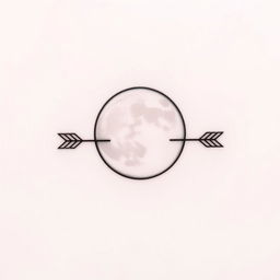 A minimalist tattoo design featuring a nearly full moon and two arrows