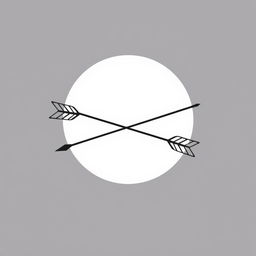 A minimalist tattoo design featuring a nearly full moon and two arrows