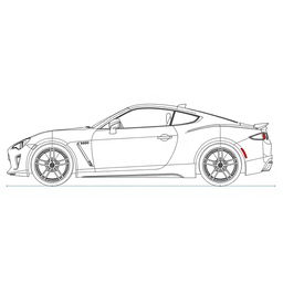 A detailed blueprint of a modern sports car, focusing exclusively on the right side view without any duplicates