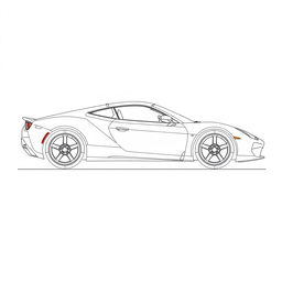 A detailed blueprint of a modern sports car, focusing exclusively on the left side view without any duplicates