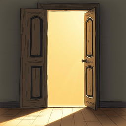 An illustration of an ajar door with soft light gently filtering through the opening, symbolizing the entrance to a space of inner sadness and the potential for illumination and healing