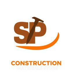 A logo design featuring the letters 'SP' creatively integrated to represent a construction materials store