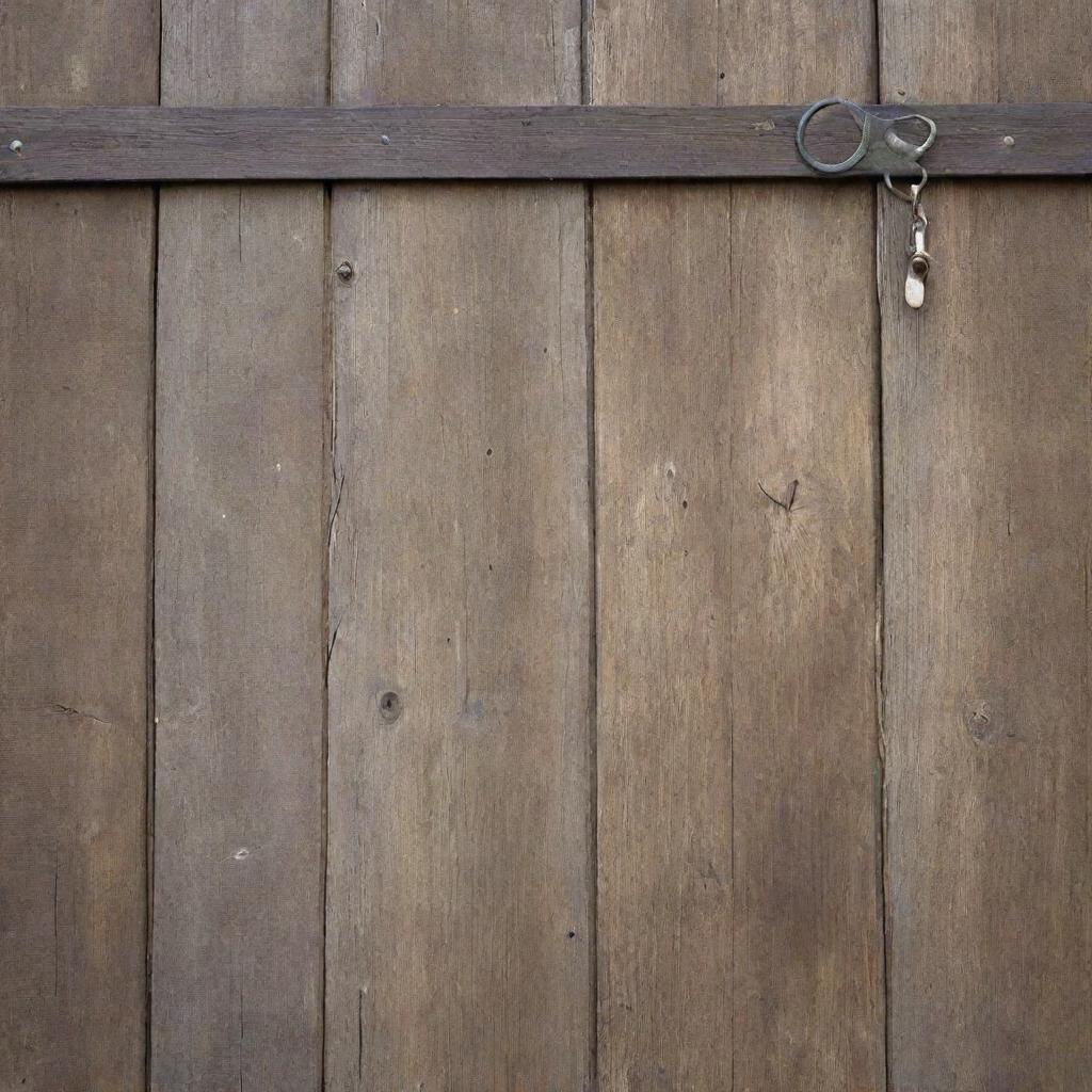 A dog leash casually hanging on a rustic wooden door